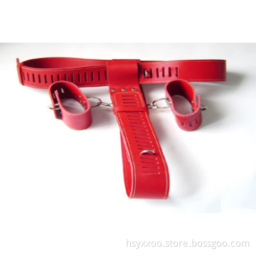 Leather Bondage Restraint Harness With thigh cuffs Male Chastity Device Underwear